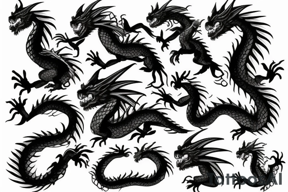 Really strong dragon with some fire around tattoo idea