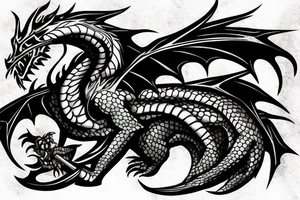 Really strong dragon with some fire around tattoo idea