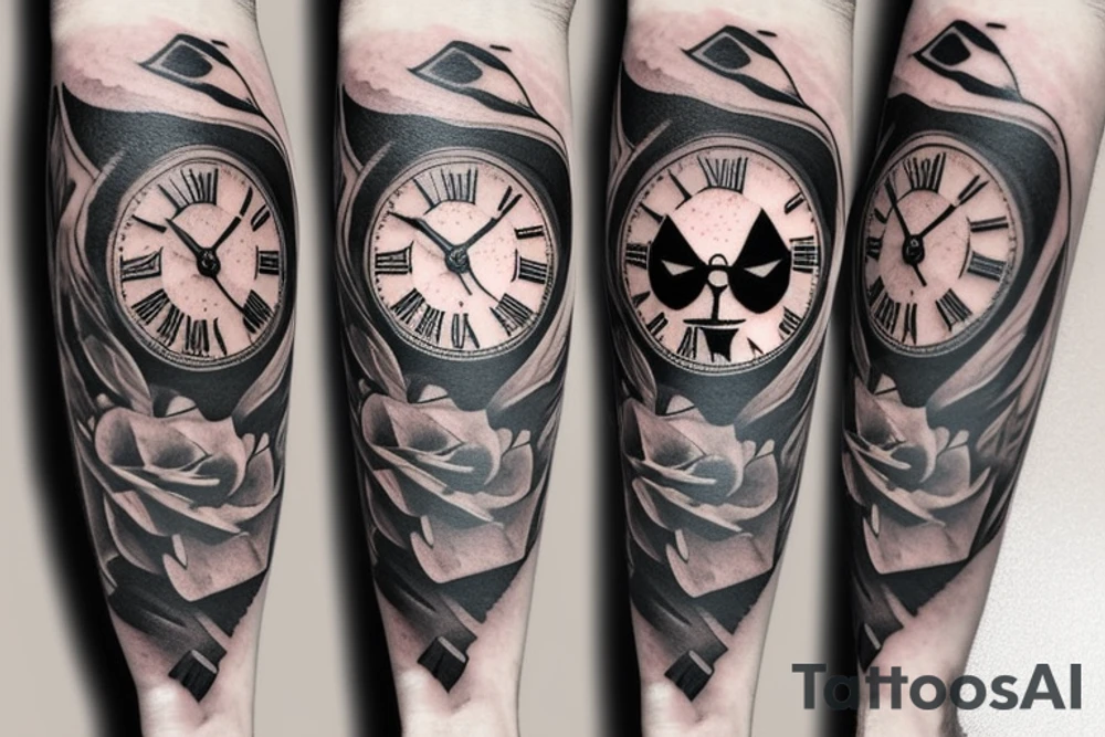 Clock with joker tattoo idea
