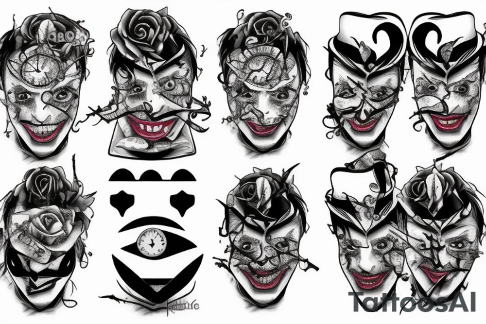 Clock with joker tattoo idea