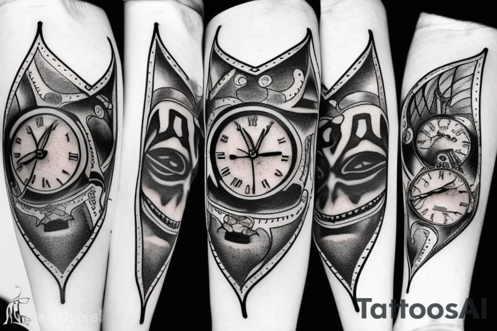 Clock with joker tattoo idea