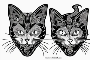 cat with two heads Siamese twins tattoo idea