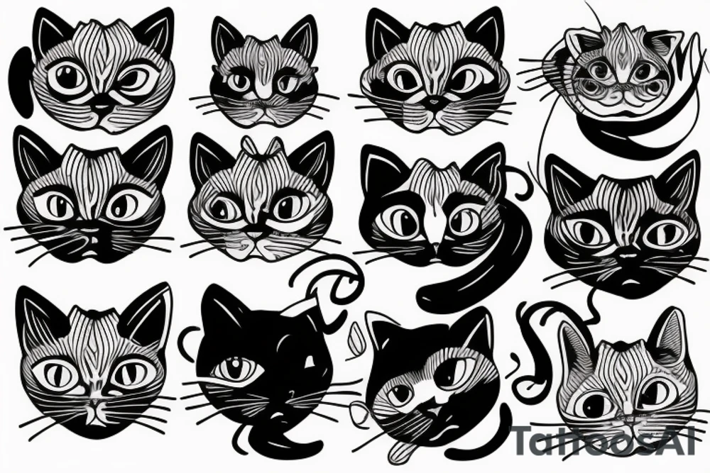 cat with two heads Siamese twins tattoo idea