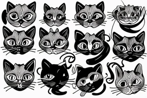cat with two heads Siamese twins tattoo idea