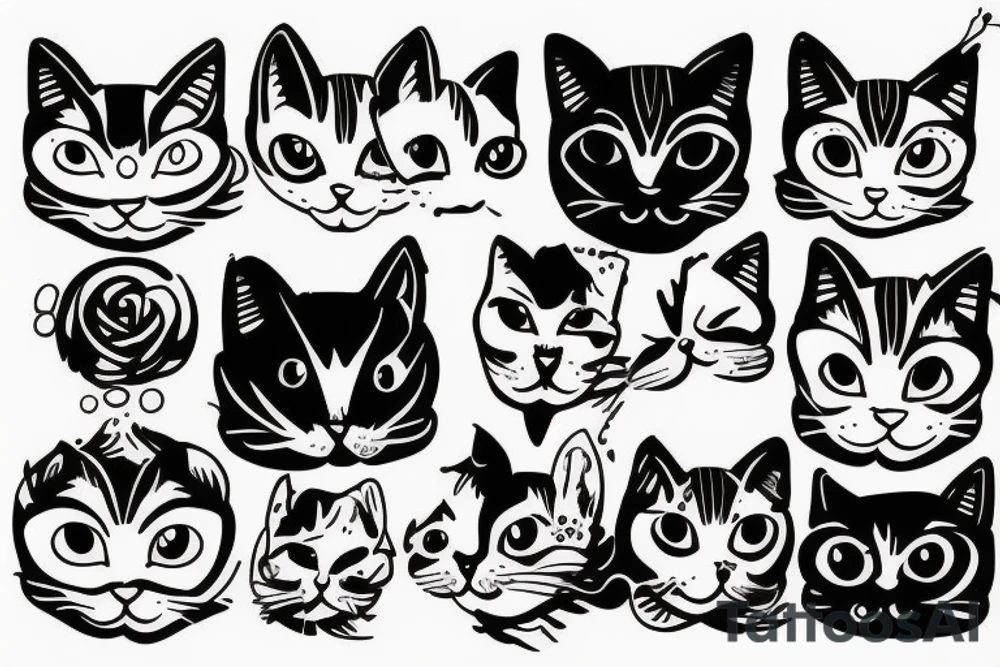 cat with two heads tattoo idea