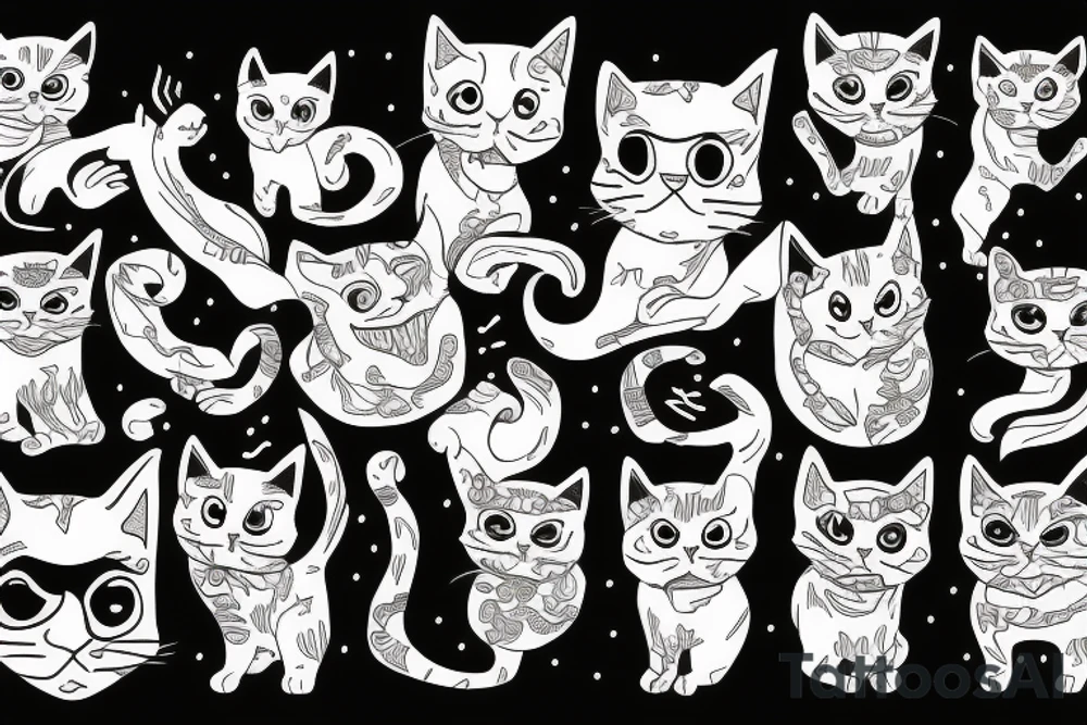 cat with two heads tattoo idea