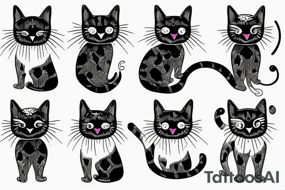 cat with two heads diprosophy tattoo idea