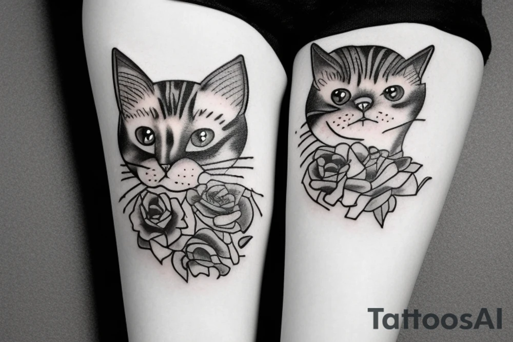 cat with two heads diprosophy tattoo idea