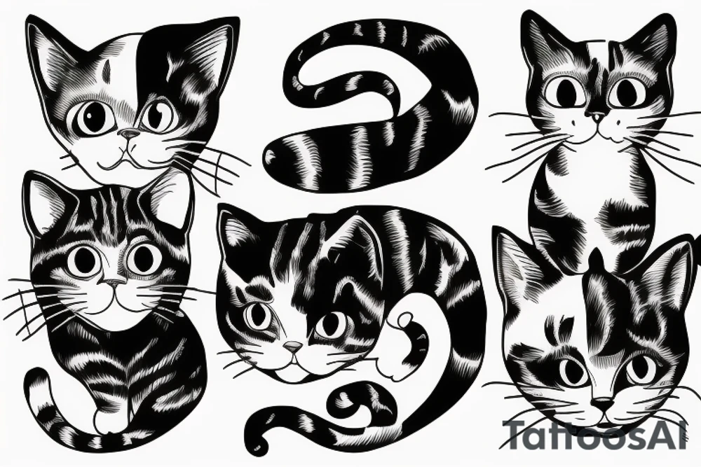 cat with two heads diprosophy mutation tattoo idea
