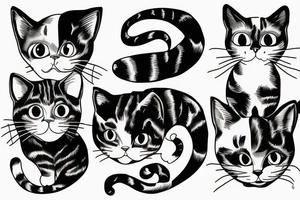 cat with two heads diprosophy mutation tattoo idea