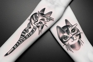 cat with two heads diprosophy mutation tattoo idea