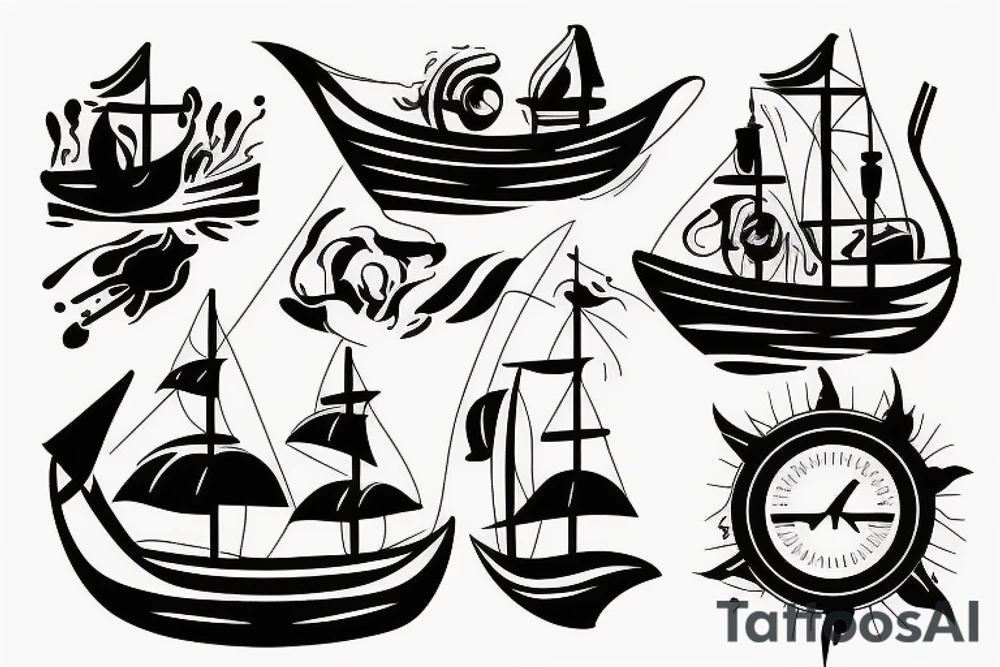 Boat on fire tattoo idea