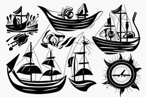 Boat on fire tattoo idea