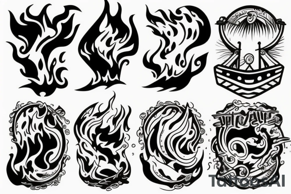Boat on fire tattoo idea