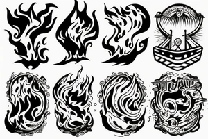 Boat on fire tattoo idea