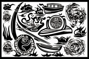 Boat on fire tattoo idea