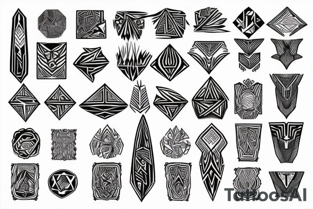 Geometric fire patterned tattoo idea
