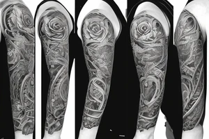 full sleeve tattoo with pocketwatch and lily on the forearm tattoo idea