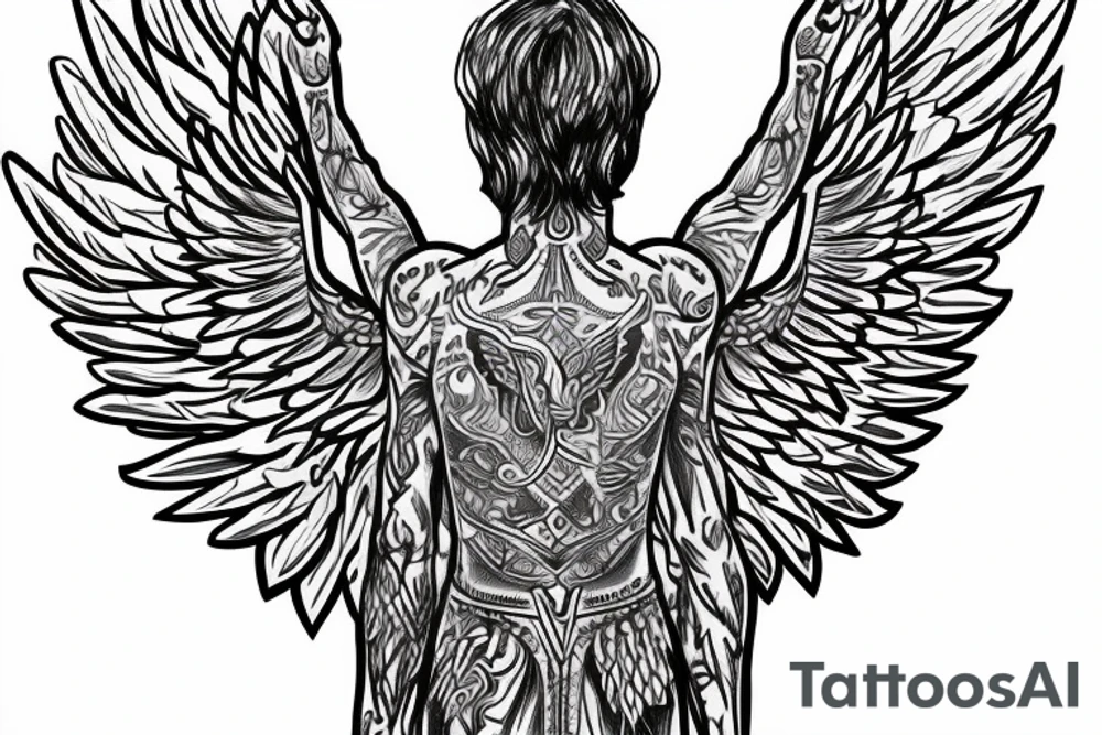 greek male with wings tattoo idea