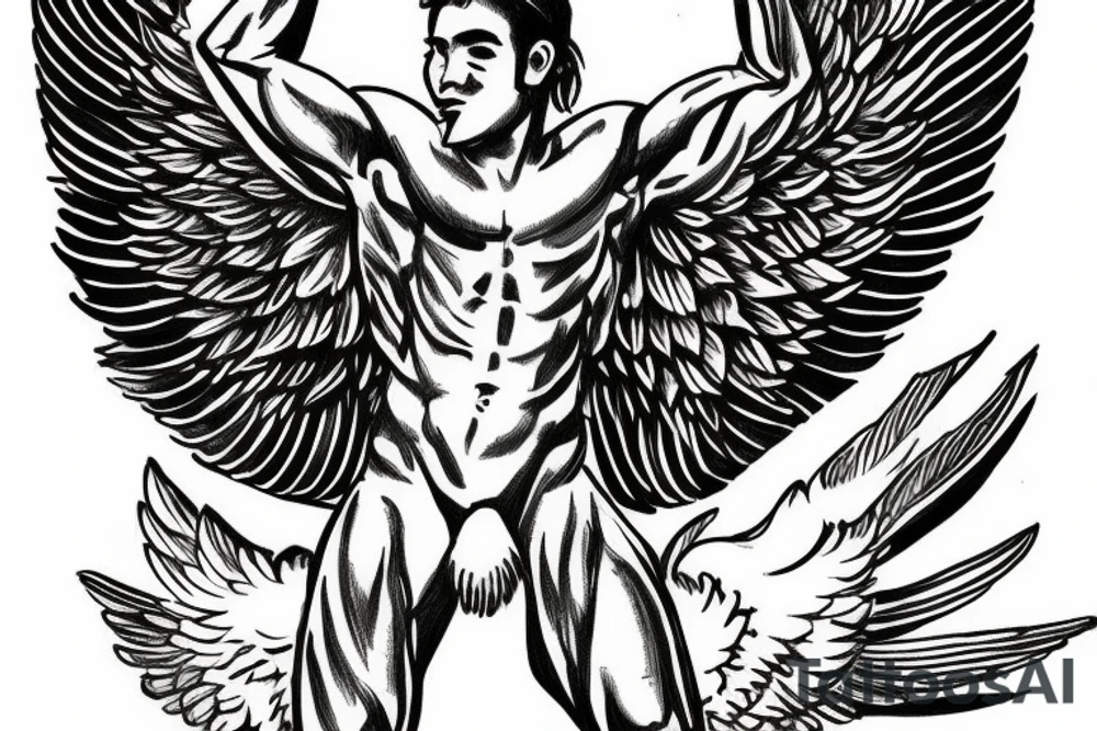greek male with wings tattoo idea