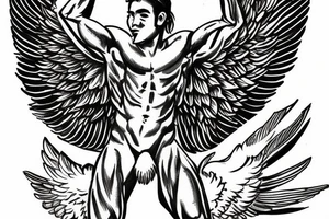 greek male with wings tattoo idea