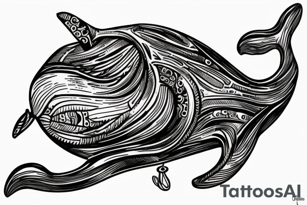 whale combined with an old sailing ship. the sailing poles are from old, rotten wold and sticking out of the whale tattoo idea