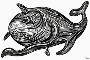 whale combined with an old sailing ship. the sailing poles are from old, rotten wold and sticking out of the whale tattoo idea