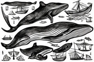whale combined with an old sailing ship. the sailing poles are from old, rotten wold and sticking out of the whale tattoo idea
