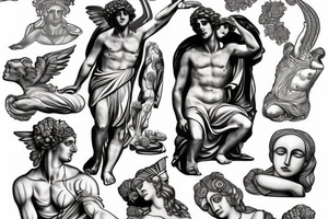 Broken greek god statue tattoo idea