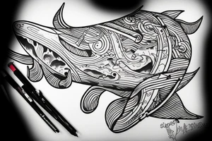 whale merged with an old sailing ship tattoo idea