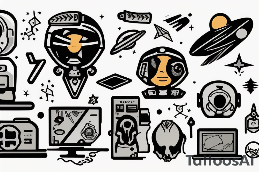 a software developer coding from the space tattoo idea