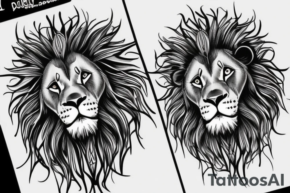 Lion with blue eyes tattoo idea