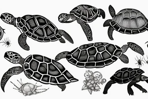Turtle with spider legs tattoo idea