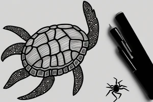 Turtle with spider legs tattoo idea