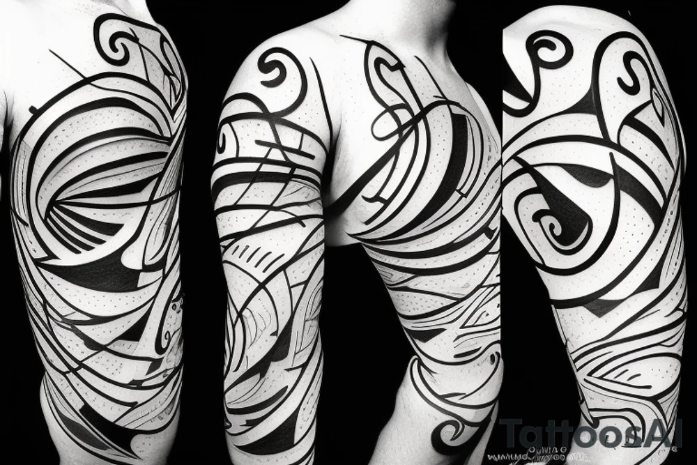 abstract, line, tech, binari tattoo idea
