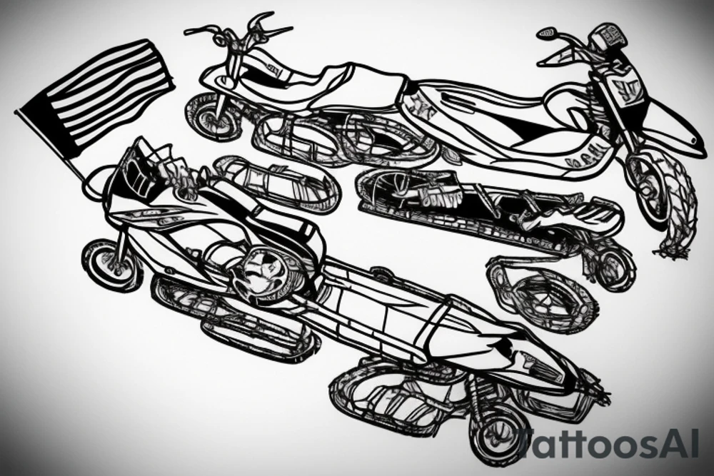 Canadian Flag with snowmobile and dirt bikes tattoo idea