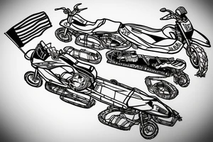 Canadian Flag with snowmobile and dirt bikes tattoo idea