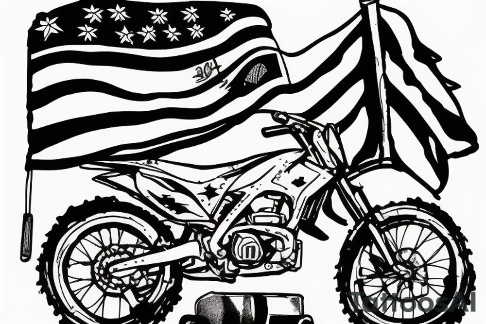 Canadian flag draped over dirtbike tattoo idea
