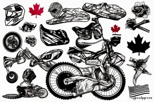 Canadian flag draped over dirtbike tattoo idea