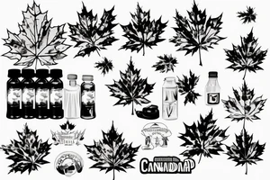 Canadian flag, Mountains, maple syrup tattoo idea