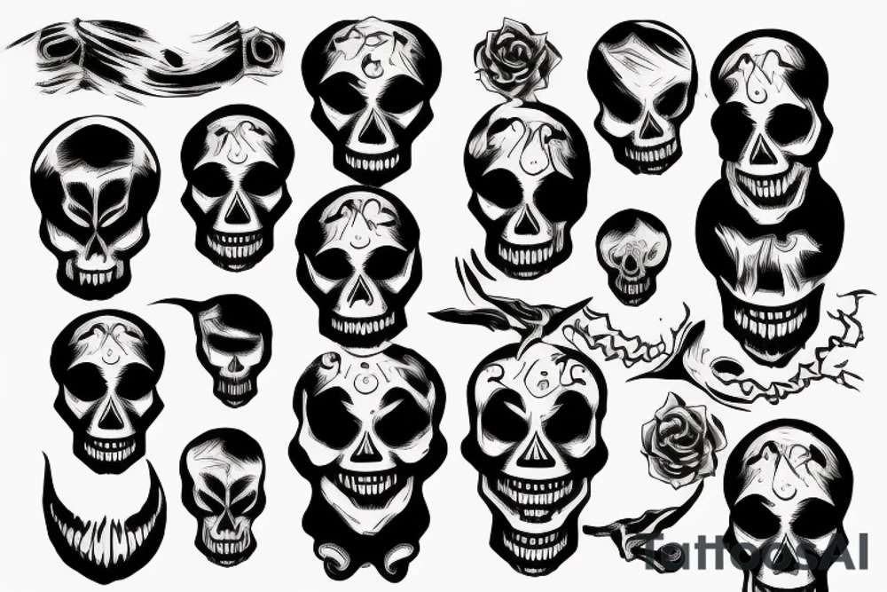 Horror skull calligraphy ghotic tattoo idea