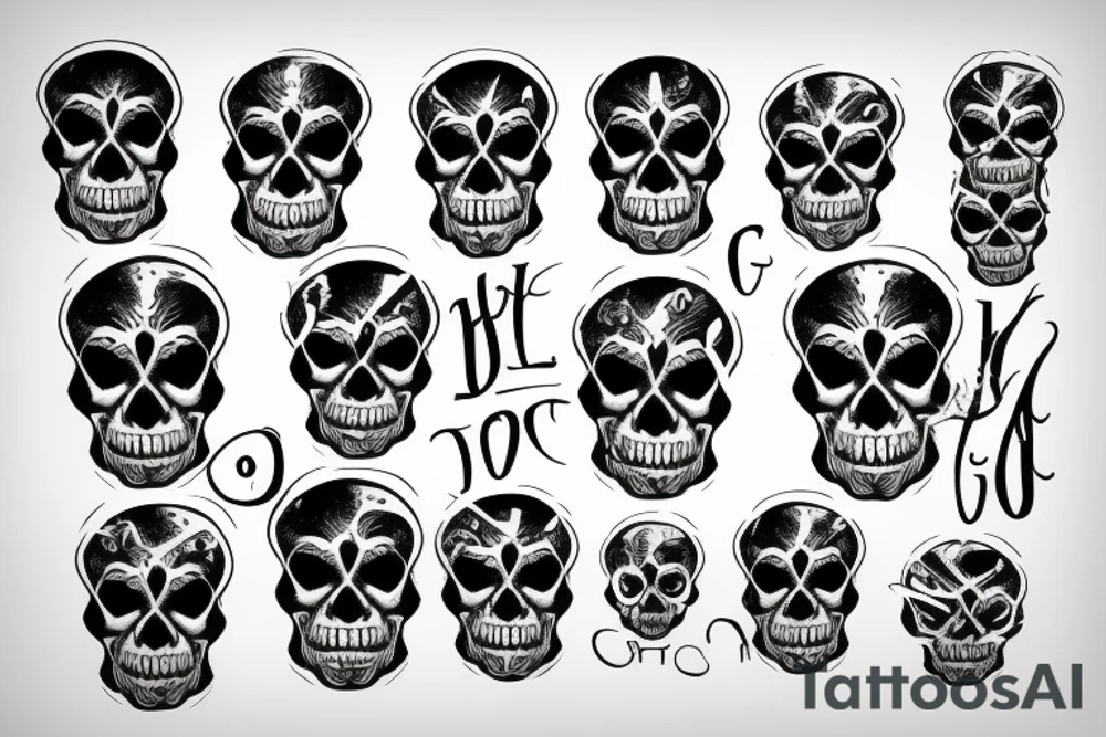 Horror skull calligraphy ghotic tattoo idea