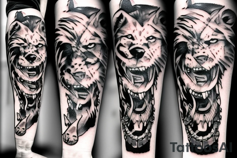 Pirate with a Lion and a Wolf tattoo idea