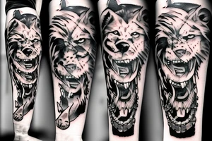 Pirate with a Lion and a Wolf tattoo idea