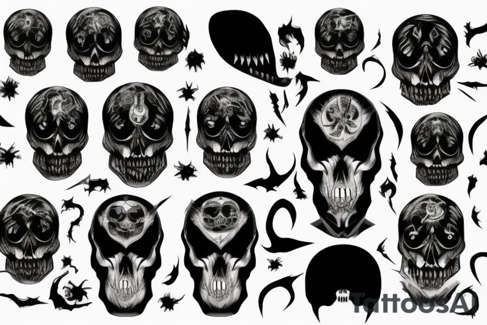 Horror skull calligraphy ghotic tattoo idea