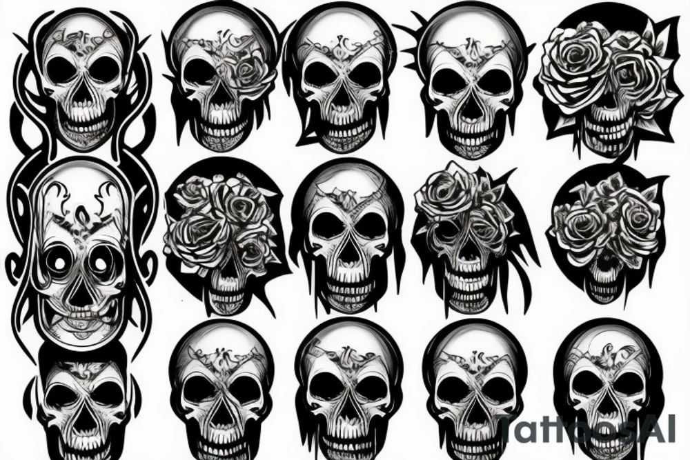 Horror skull tattoo idea