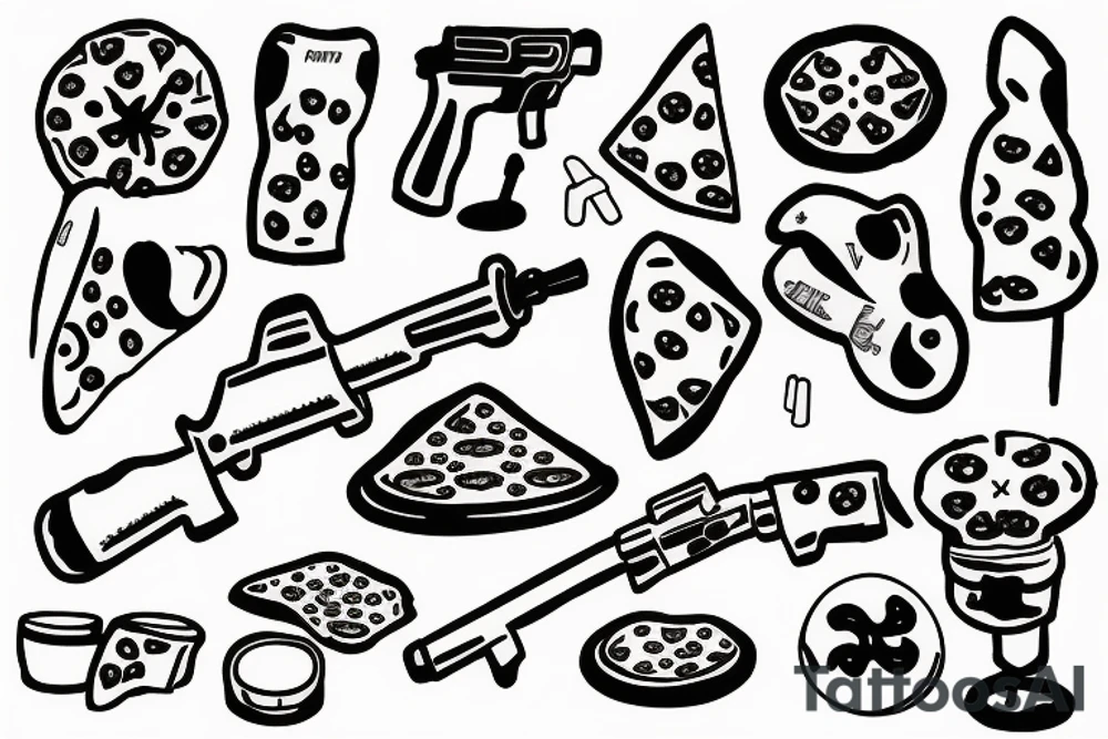 Pizza gun tattoo idea