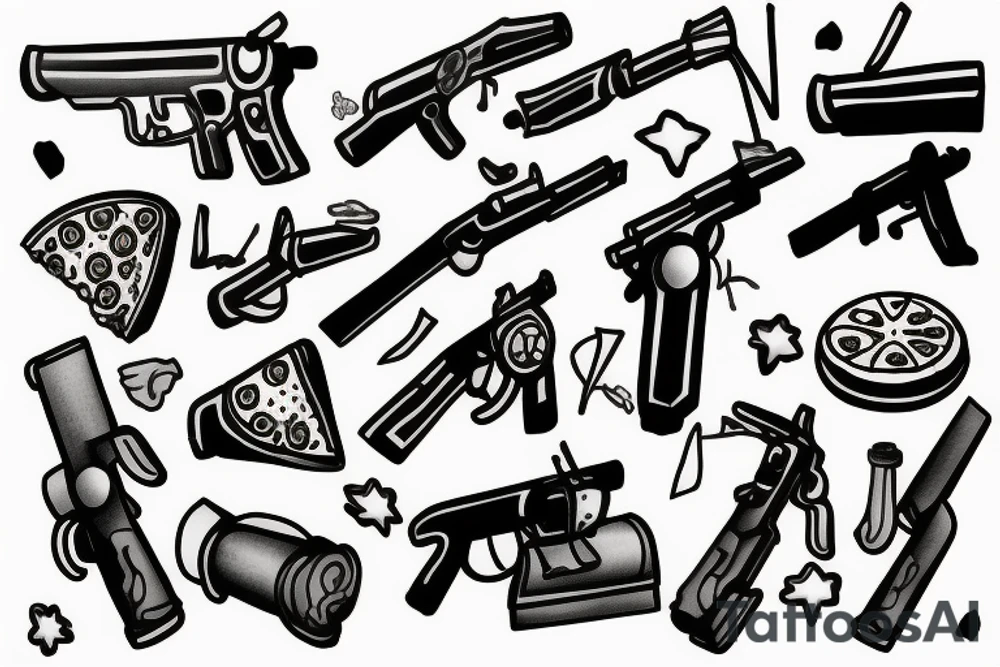 Pizza gun tattoo idea