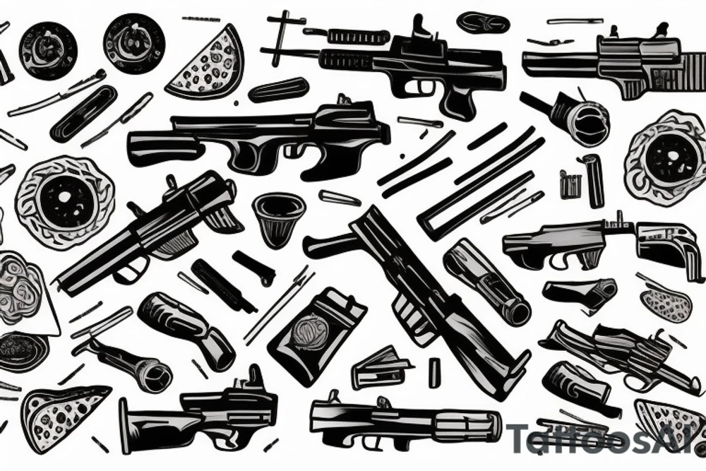 Gun that shooting pizza tattoo idea