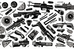 Gun that shooting pizza tattoo idea